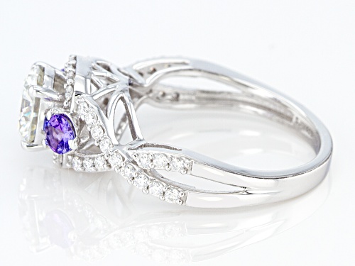 Pre-Owned MOISSANITE FIRE(R) 1.60CTW DEW AND TANZANITE PLATINEVE(R) RING - Size 10