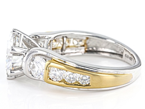 Pre-Owned MOISSANITE FIRE(R) 3.78CTW DEW  ROUND PLATINEVE(TM) & 14K YELLOW GOLD OVER SILVER RING - Size 9