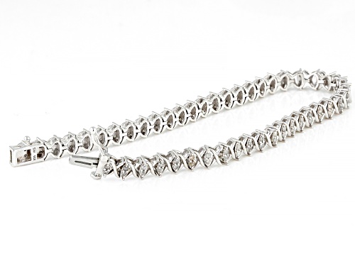 Pre-Owned 1.00ctw Round White Diamond Rhodium Over Sterling Silver Tennis Bracelet - Size 7.5