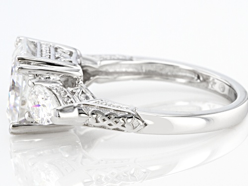Pre-Owned MOISSANITE FIRE(R) 4.78CTW DEW ASSCHER CUT & PEAR SHAPE PLATINEVE(R) RING - Size 5