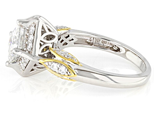 Pre-Owned MOISSANITE FIRE® 1.60CTW DEW PRINCESS CUT & ROUND PLATINEVE® & 14K YELLOW GOLD OVER SILVER - Size 7