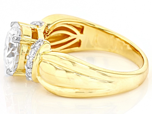 Pre-Owned MOISSANITE FIRE(R) 2.90CTW DEW ROUND 14K YELLOW GOLD OVER SILVER RING - Size 8
