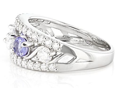 Pre-Owned MOISSANITE FIRE(R) .87CTW DEW ROUND AND TANZANITE PLATINEVE(R) RING - Size 6