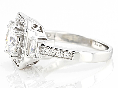 Pre-Owned MOISSANITE FIRE® 2.64CTW DEW ROUND & BAGUETTE PLATINEVE® RING - Size 6