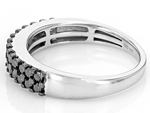 Pre-Owned 0.60ctw Round Black Diamond Rhodium Over Sterling Silver Band Ring - Size 7