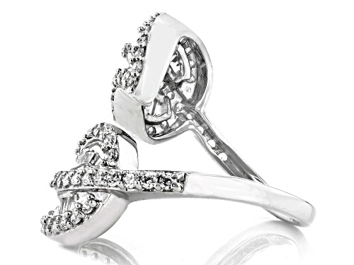 Pre-Owned Bella Luce® 1.90ctw White Diamond Simulant Rhodium Over Sterling Silver Leaf Ring (1.15ctw - Size 6