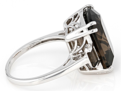 Pre-Owned 10.44ctw Rectangular Cushion & Baguette Smoky Quartz Rhodium Over Sterling Silver Ring - Size 7