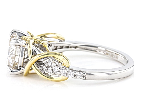 Pre-Owned MOISSANITE FIRE(R) 2.20CTW DEW ROUND PLATINEVE(R) & 14K YELLOW GOLD OVER SILVER RING - Size 6
