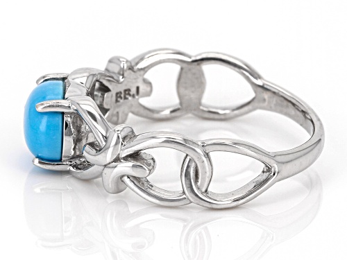 Pre-Owned 8x6mm Oval Cabochon Sleeping Beauty Turquoise Rhodium Over Sterling Silver Solitaire Ring - Size 6