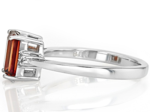 Pre-Owned 1.28ct Rectangular Octagonal Red Labradorite With .05ctw White Zircon Rhodium Over Silver - Size 7