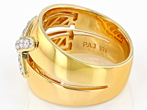 Pre-Owned MOISSANITE FIRE® .25CTW DEW ROUND BRILLIANT 14K YELLOW GOLD OVER SILVER RING - Size 7