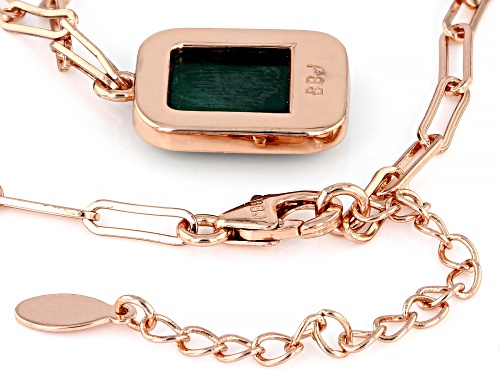 Pre-Owned Timna Jewelry Collection™ 15x12mm Rectangular Cushion Malachite Copper Paperclip Chain Nec - Size 18