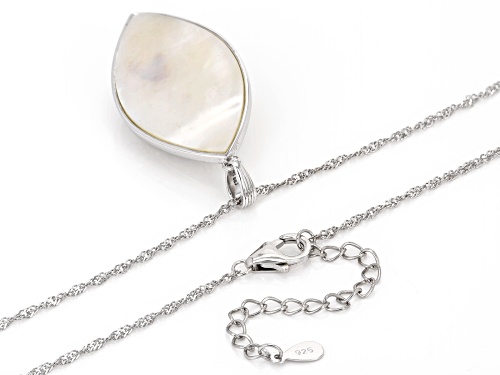 Pre-Owned Pacific Style™ Green Jadeite With White Mother-Of-Pearl Rhodium Over Sterling Silver Penda
