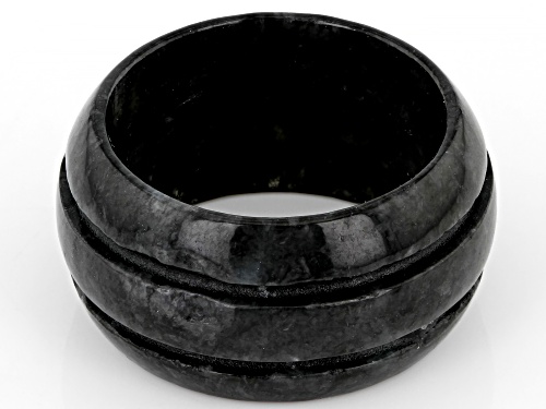 Pre-Owned Pacific Style™ Charcoal Jadeite Carved Band Ring - Size 12