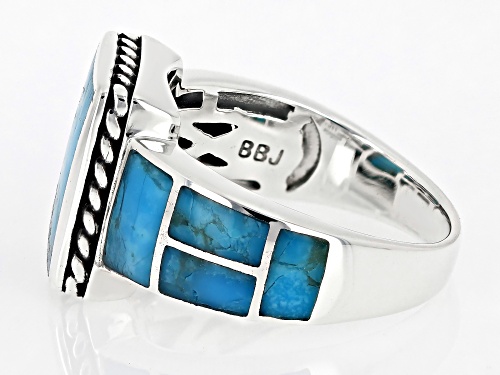Pre-Owned Southwest Style By JTV™ Blue Turquoise Rhodium Over Silver Ring - Size 12