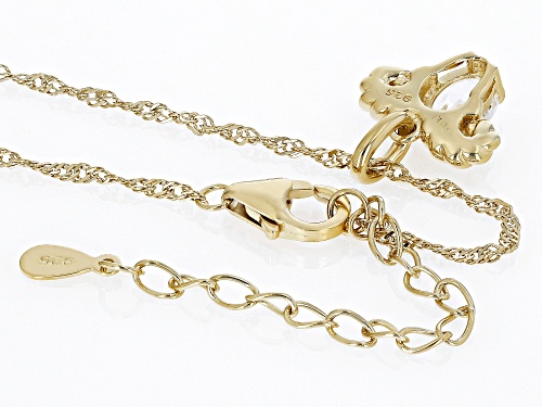 Pre-Owned 0.81ct Oval White Topaz 18k Yellow Gold Over Sterling Silver Aries Pendant With Chain