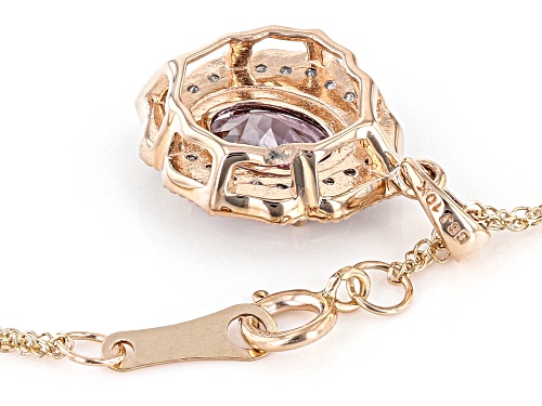 Pre-Owned 1.19ct Color Shift Garnet With 0.09ctw White Diamond 10k Rose Gold Pendant With Chain