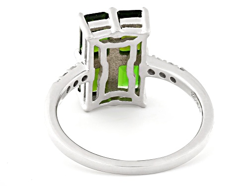 Pre-Owned 2.10ctw Chrome Diopside With White Zircon Rhodium Over Sterling Silver Ring - Size 7