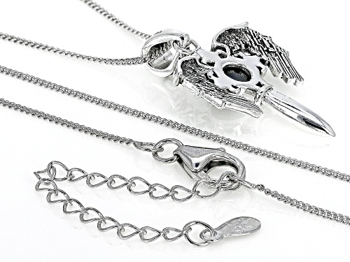 Pre-Owned 5mm Round Black Onyx Sterling Silver Men's Pendant With Chain