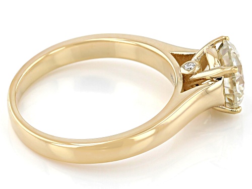 Pre-Owned MOISSANITE FIRE(R) & CANDLELIGHT MOISSANITE 1.92CTW DEW ROUND 14K YELLOW GOLD OVER SILVER - Size 9