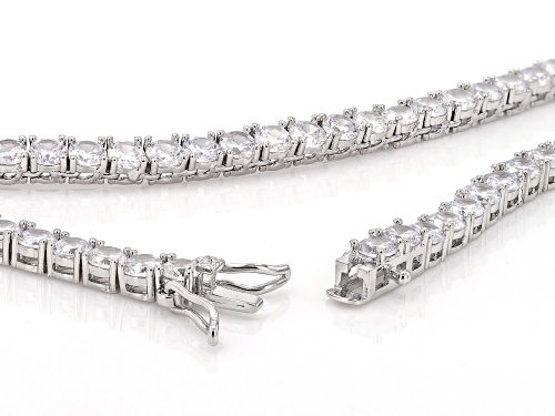 Pre-Owned Bella Luce® 45.00ctw White Diamond Simulant Silver Tone Brass Tennis Necklace - Size 18