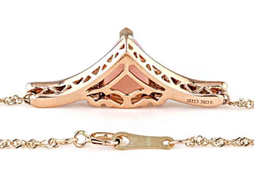 Pre-Owned 10x7mm Pink Opal, 0.07ctw Malaya Garnet With 0.12ctw White Diamond 10k Rose Gold Necklace - Size 18