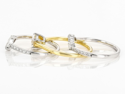Pre-Owned MOISSANITE FIRE(R) 1.90CTW DEW PLATINEVE(R) & 14K YELLOW GOLD OVER SILVER RING WITH 2 BAND - Size 9