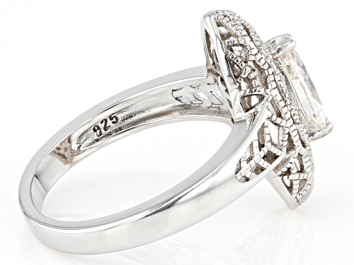 Pre-Owned .80ct Marquise Strontium Titanate Rhodium Over Silver Ring - Size 6