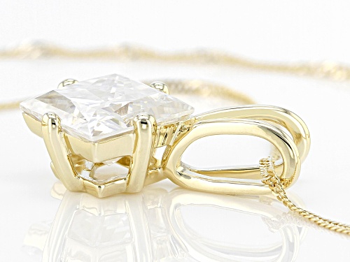 Pre-Owned MOISSANITE FIRE(R) 3.20CT DEW PRINCESS CUT 14K YELLOW GOLD SOLITAIRE PENDANT & SINGAPORE C