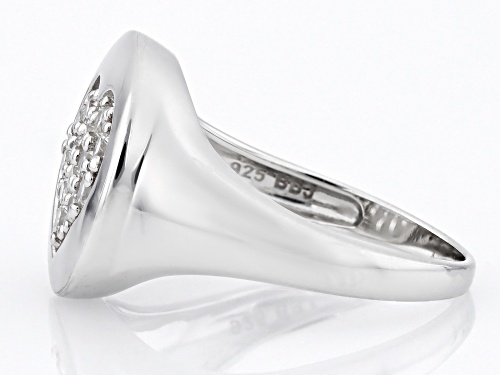 Pre-Owned .60ctw Round White Zircon Rhodium Over Sterling Silver Heart Ring - Size 8