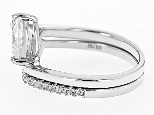 Pre-Owned 1.31ctw Pear Shape & Round Lab White Sapphire Rhodium Over Sterling Silver Ring Set of 2 - Size 8