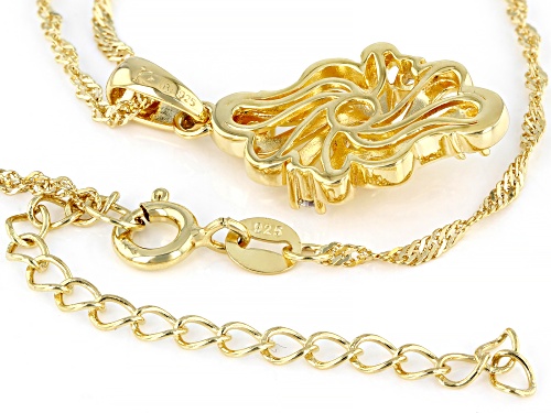 Pre-Owned MOISSANITE FIRE® .43CTW DEW 14K YELLOW GOLD OVER SILVER PENDANT & SINGAPORE CHAIN