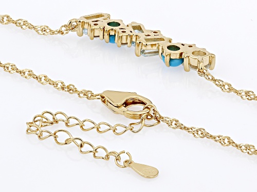 Pre-Owned Sleeping Beauty Turquoise & 1.39ctw Glacier Topaz™, White Zircon 18k Gold Over Silver Neck - Size 18