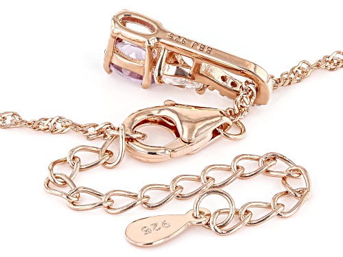 Pre-Owned 0.51ct Color Shift Garnet & 0.25ctw White Zircon 18k Rose Gold Over Silver Pendant With Ch