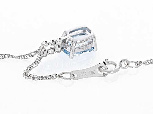 Pre-Owned 0.60ct Santa Maria Aquamarine And 0.03ctw Diamond Accent Rhodium Over 14k White Gold Penda