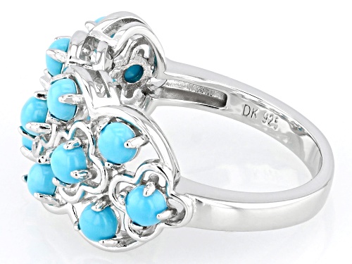 Pre-Owned 3x3mm Sleeping Beauty Turquoise Rhodium Over Sterling Silver Ring - Size 7