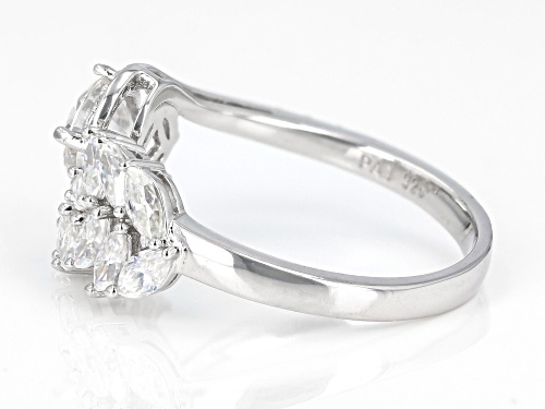 Pre-Owned MOISSANITE FIRE® 1.63CTW DEW ROUND  BRILLIANT AND MARQUISE CUT PLATINEVE® RING - Size 6