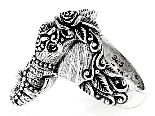 Pre-Owned Sterling Silver Textured Elephant Head Ring - Size 9