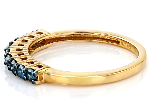 Pre-Owned 0.45ctw Round Blue Velvet Diamonds™ 14k Yellow Gold Over Sterling Silver Band Ring 0.45ctw - Size 7
