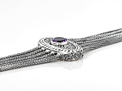 Pre-Owned Artisan Collection of Bali™ 2.55ct Amethyst Sterling Silver Multi-Strand Bracelet - Size 7.5