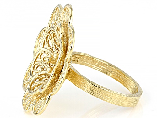 Pre-Owned Artisan Collection of Turkey™ 18k Yellow Gold Over Sterling Silver Flower Filigree Ring - Size 12
