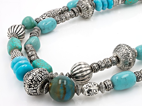 Pre-Owned Paula Deen Jewelry™ Acrylic Oxidized Silver Tone Vintage Beaded Necklace