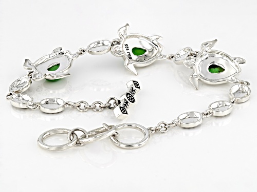 Pre-Owned Southwest Style by JTV™ Green Turquoise Sterling Silver Turtle Bracelet - Size 7.25