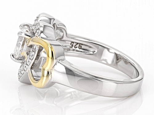 Pre-Owned MOISSANITE FIRE® 1.18CTW DEW HEART SHAPE AND ROUND BRILLIANT TWO TONE RING - Size 6