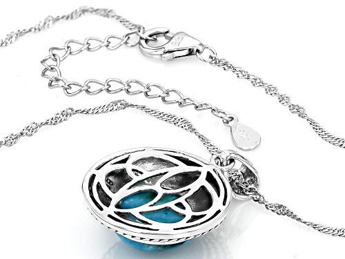 Pre-Owned Southwest Style By JTV™ 12mm Blue Turquoise Rope Design Sterling Silver Pendant/Chain