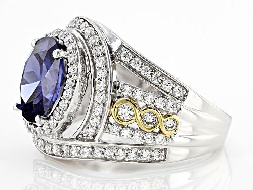 Pre-Owned Charles Winston For Bella Luce® 6.10ctw Tanzanite And Diamond Simulants Rhodium Over Silve - Size 5