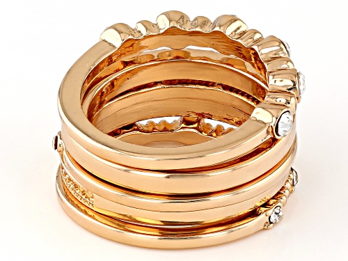 Pre-Owned Off Park® Collection, White Crystal Gold Tone Set of 5 Rings - Size 8
