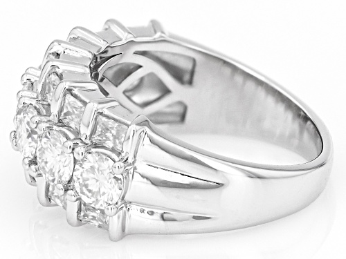 Pre-Owned MOISSANITE FIRE® 3.01CTW DEW ROUND BRILLIANT & BAGUETTE PLATINEVE® RING - Size 8