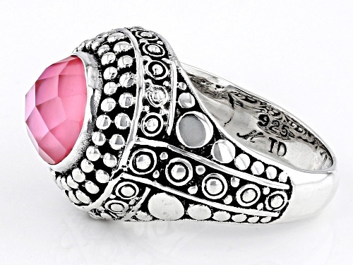 Pre-Owned Artisan Collection of Bali™ Pink Mother-Of-Pearl Quartz Doublet Sterling Silver Ring - Size 10