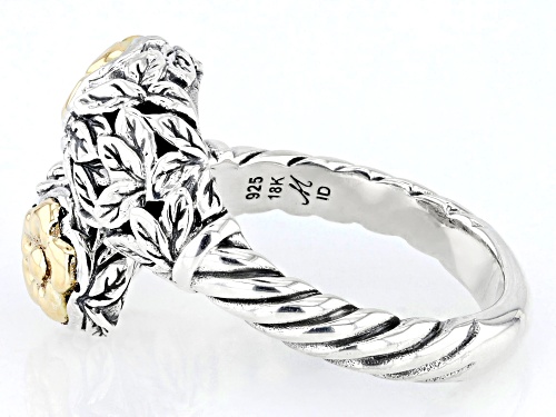 Pre-Owned Artisan Collection of Bali™ Sterling Silver & 18K Gold Flower Bypass Ring - Size 6